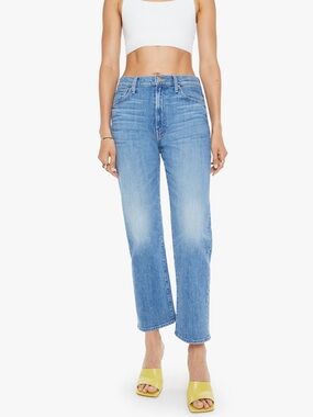 MOTHER Straight Leg Jeans in Light Blue Denim